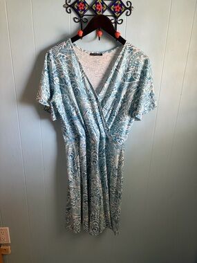 Blue & White Batik Print Dress